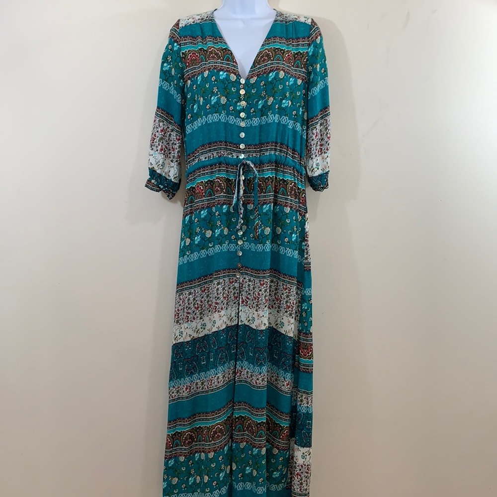 Paper Racine Floral Button Up Long  Dress  Size S